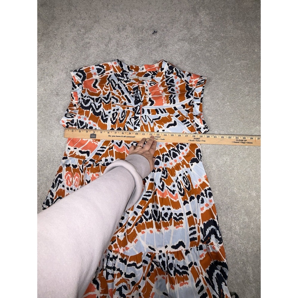 marie oliver Dress tiered mini‎ dress tie dye geo print navy orange medium - Picture 6 of 9